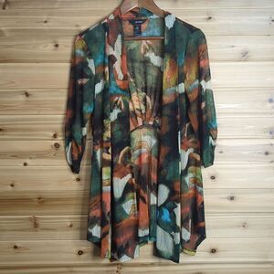 Ali Miles Top Womens Small Multicolor Open Front Layering Blouse Art to Wear